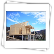 House with insulated housing walls - outside view during the assembly