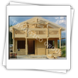 House with walls obtained by houssing from composite lamellar glued - view during the assembly