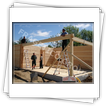 House with double wall obtained by housing from massive wood or lamellar glued - view during the assembly