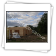 House with double wall obtained by housing from massive wood or lamellar glued - view during the assembly