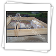 House with double wall obtained by housing from massive wood or lamellar glued - view during the assembly