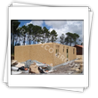 House with walls from panels preassebled (framework) - view during the assembly