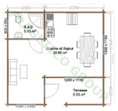 Wooden house plan - code FRG 43(26P+17E)+6 T