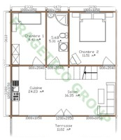 Wooden house ground floor plan code P FRG 106(53P+53M)+11T