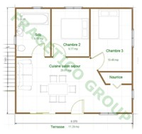 Wooden house ground floor plan code P FRG 132(66P+66M)+11T+11B