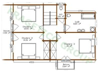 Wooden house first floor plan code P FRG 132(67P+65E)+13B+23T