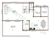 Wooden house ground floor plan code  P FRG 132(67P+65E)+13B+23T