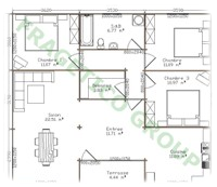 Plan maison en bois Modele P FRG 98+4T