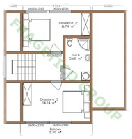 Etage maison en bois Modele P - FRG 129(82P+47M)+5B+11T