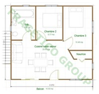 Etage maison en bois Modele P FRG 132(66P+66M)+11T+11B