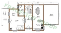 Plan RDC maison en bois Modele FRG 140(70P+70E)+11T+8B+25G
