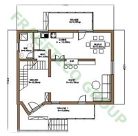 Plan RDC  maison en bois Modele P FRG 182(92P+90E)+22T+14B