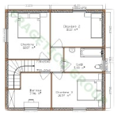Plan etage maison en bois Modele FRG 128 (64P+64E)+40T