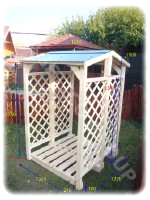 Abris pour bois a bruler - variante de deux modules assembles