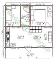 Parter casa din lemn Model P FRG 74(37P+37M)+10T