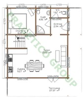 Parter casa din lemn Model P FRG 98(49P+49M)+27T+13B
